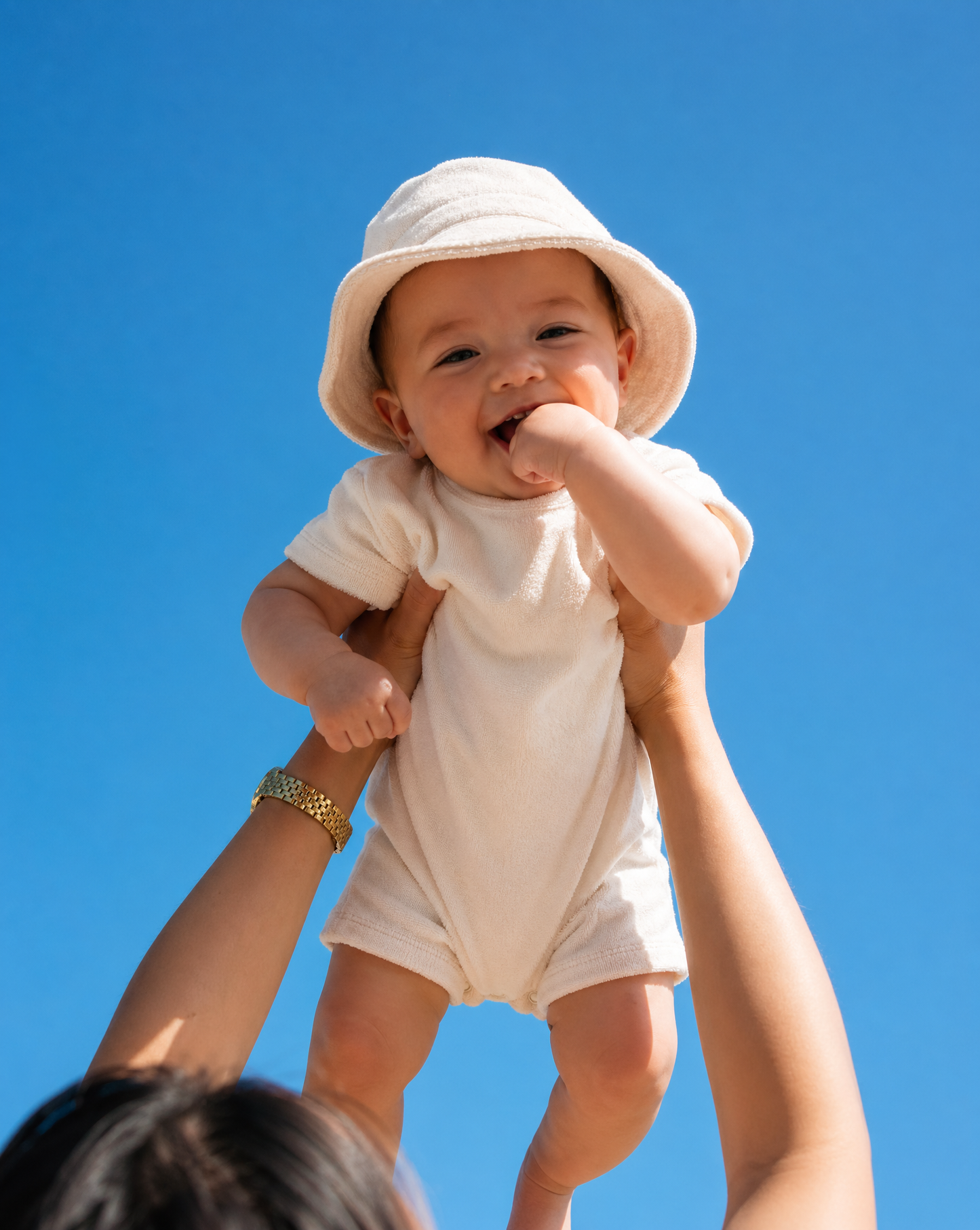 Relaxed Terry Romper in Milk