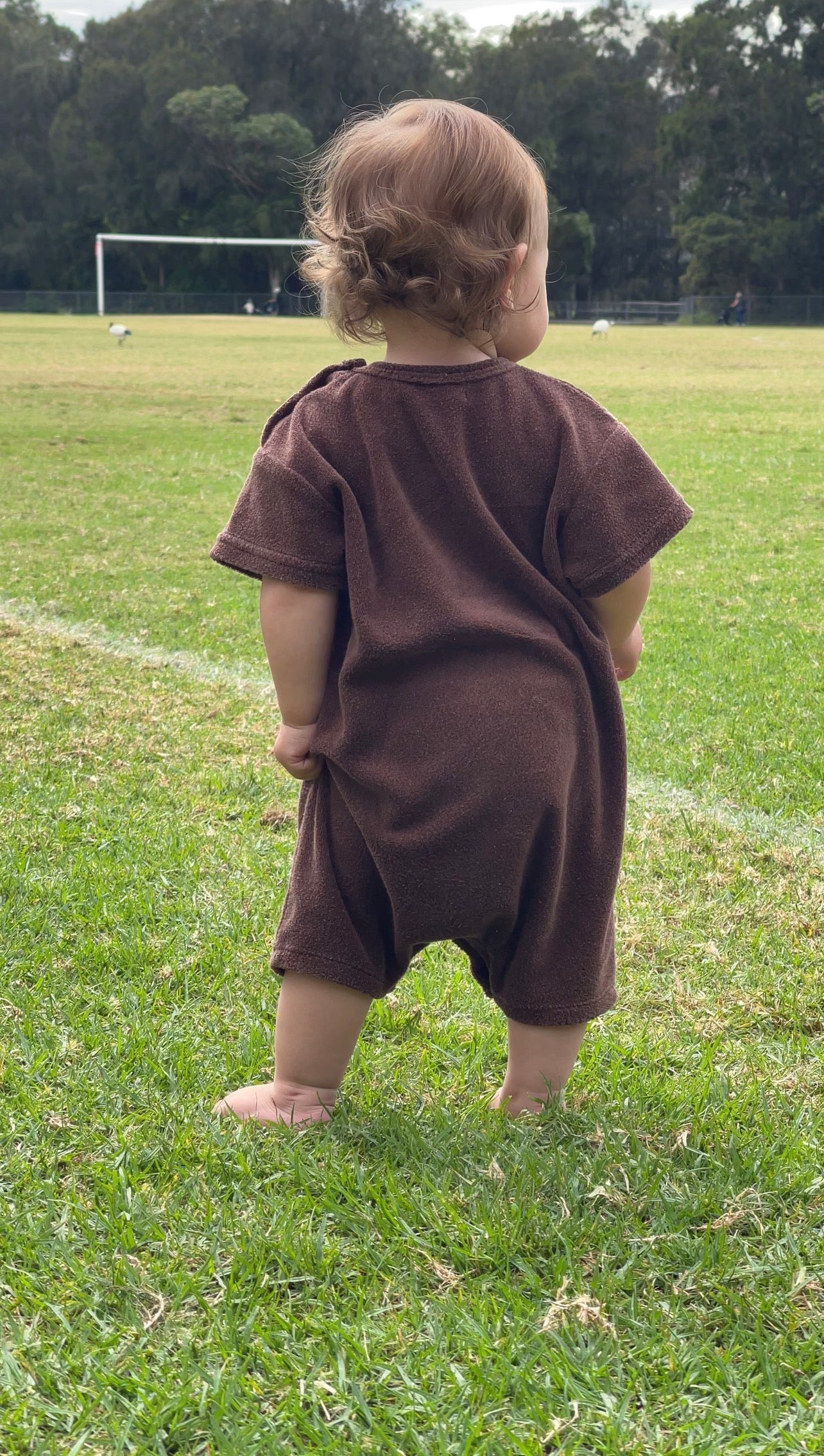 Relaxed Terry Romper in Chocolate