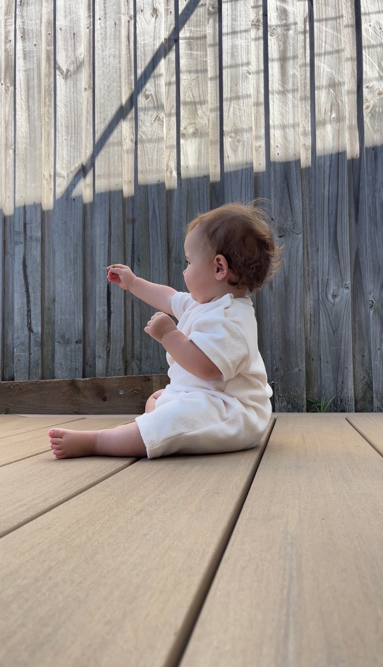 Relaxed Terry Romper in Milk