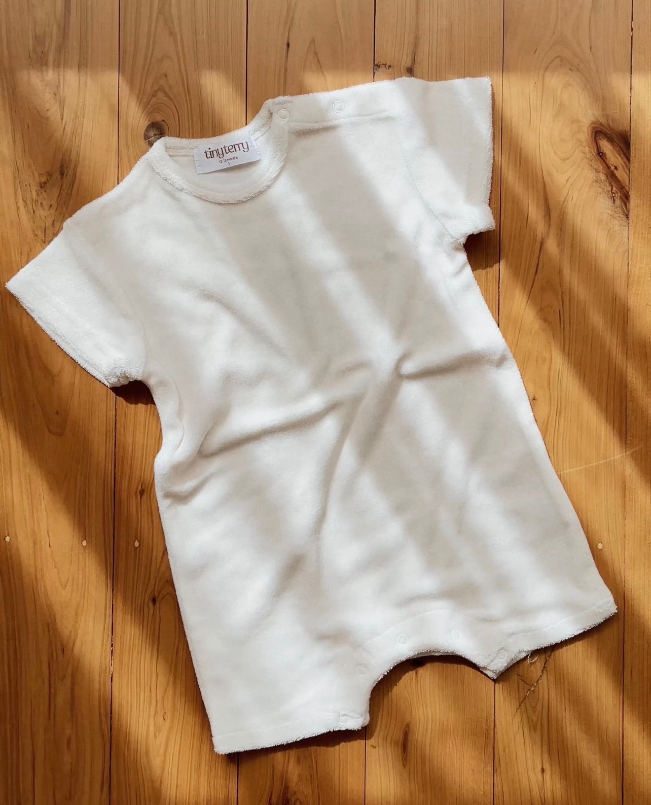 Relaxed Terry Romper in Milk